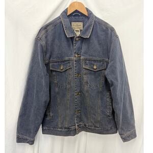 Vintage Mens L.L. Bean Chore Corduroy Collar Cuff Lining Denim Jean Jacket Large